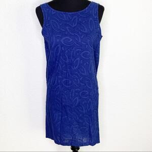 The Odells blue leaf embroidered scoop back sleeveless dress size Large NWOT
